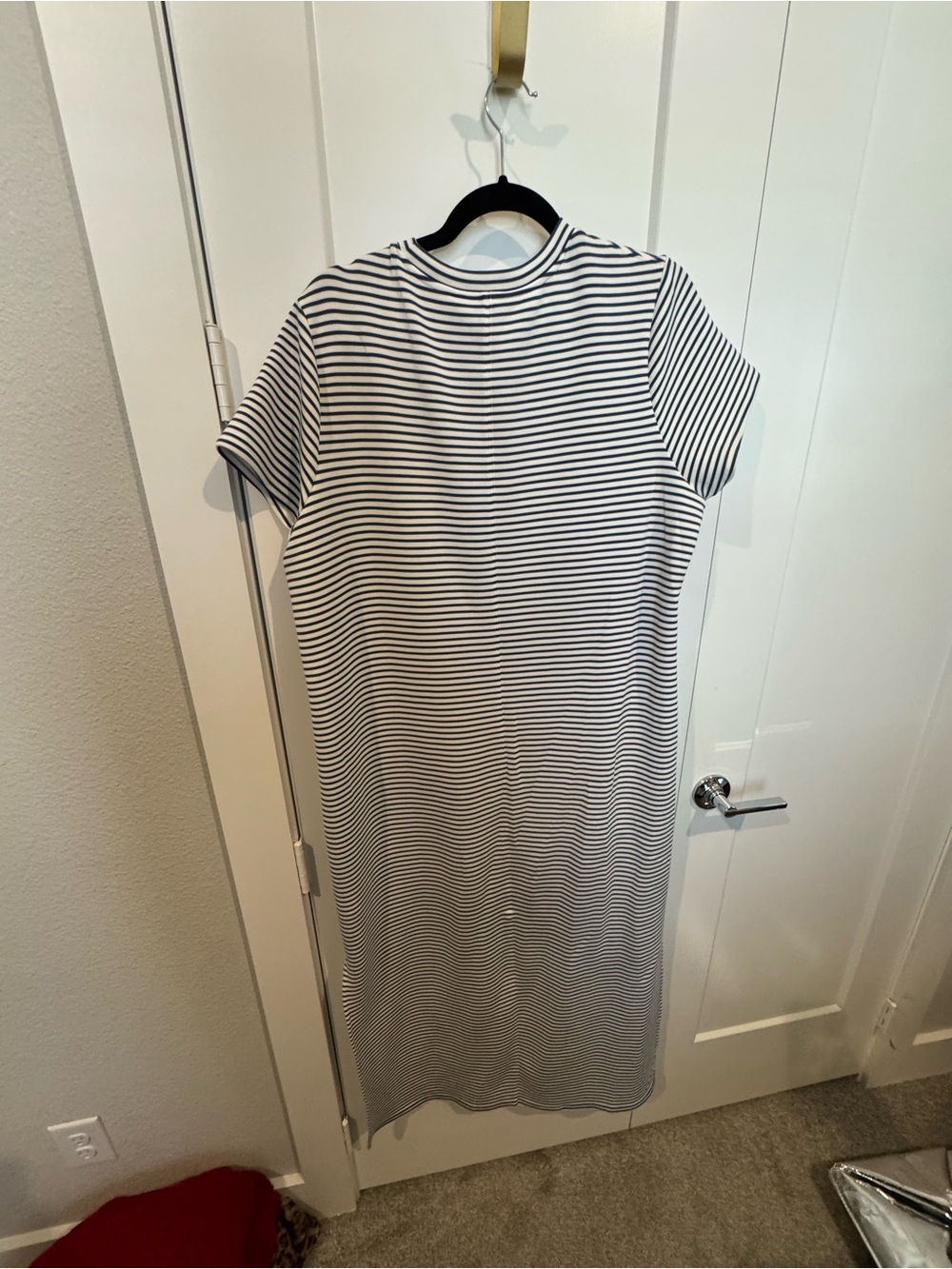 Spanx Striped Tee Maxi Dress in Blue and Creamy White - Picture 3 of 3